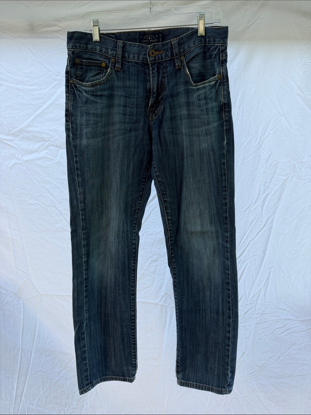 Lucky Brand Men's Washed Dark Blue 221 Original Straight Jeans 30WX30L